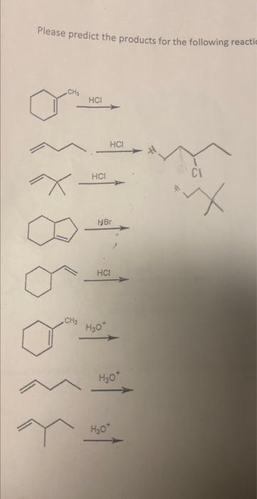 Solved Please predict the products for the following react | Chegg.com
