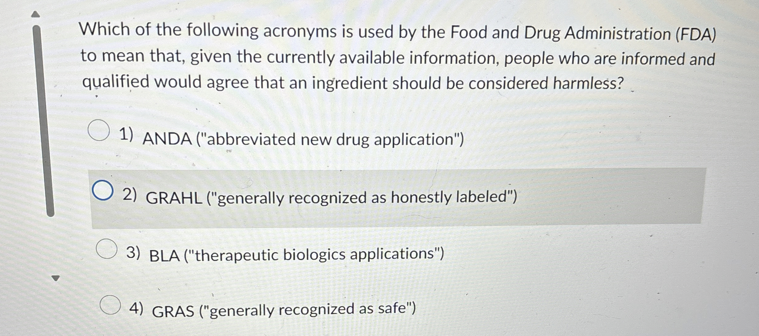 Solved Which of the following acronyms is used by the Food