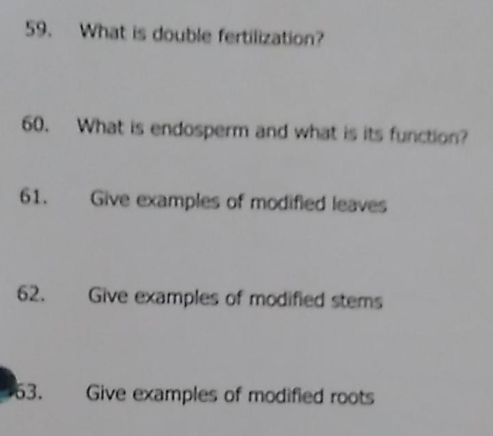 Solved 59. What is double fertilization? 60. What is