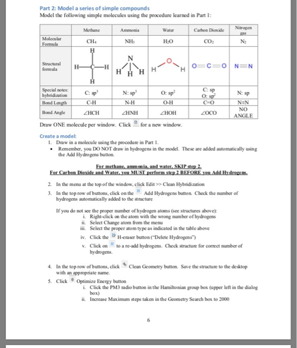 Part 2: Model a series of simple compounds Model the | Chegg.com