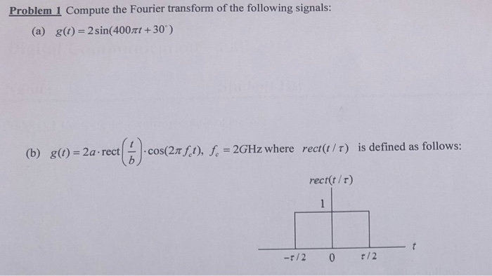Solved Problem 1 Compute the Fourier transform of the | Chegg.com