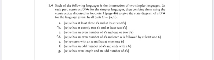 Solved 1.4 Each of the following languages is the | Chegg.com