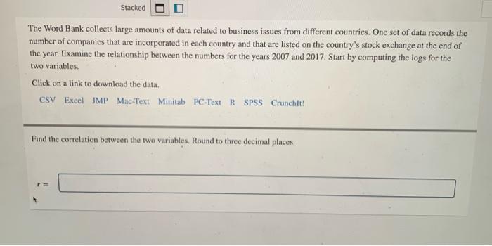 Solved Stacked The Word Bank collects large amounts of data | Chegg.com