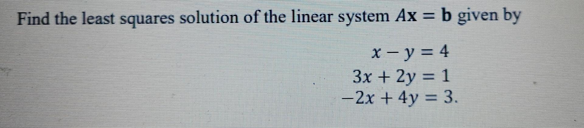 Solved Find the least squares solution of the linear system | Chegg.com