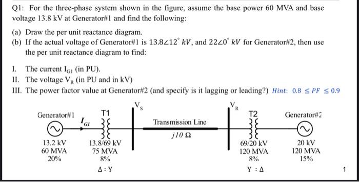 Solved Q1: For the three-phase system shown in the figure, | Chegg.com