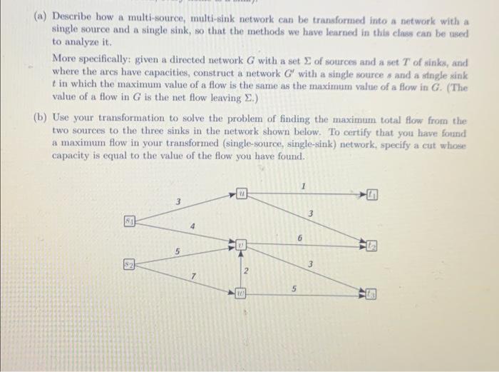 Solved (a) Describe how a multi-source, multi-sink network | Chegg.com