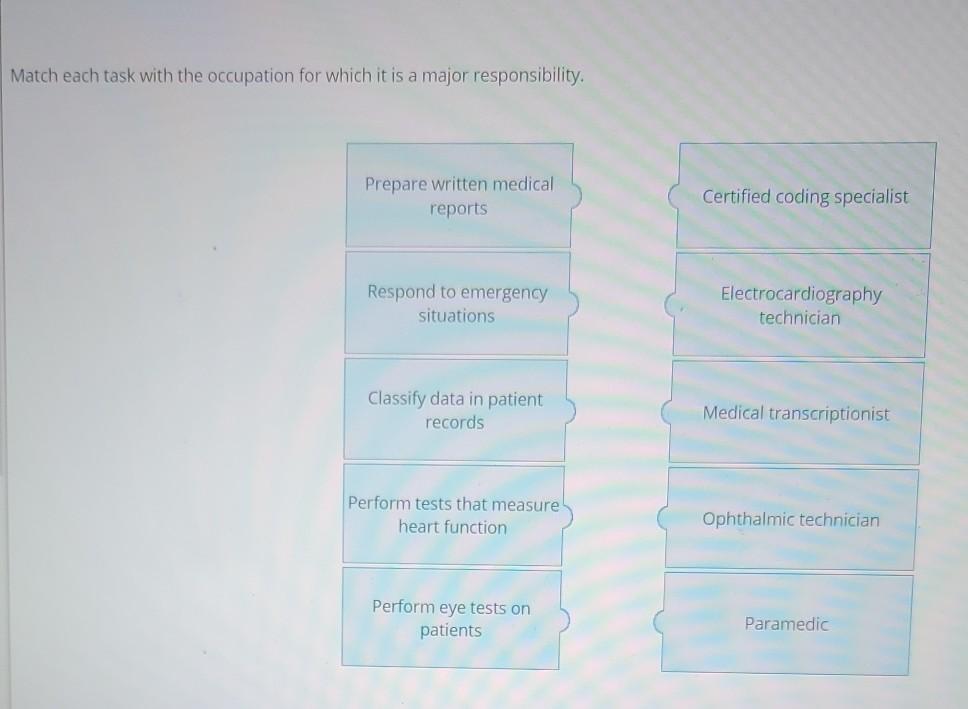 Solved Match Each Characteristic With The Occupation For Chegg