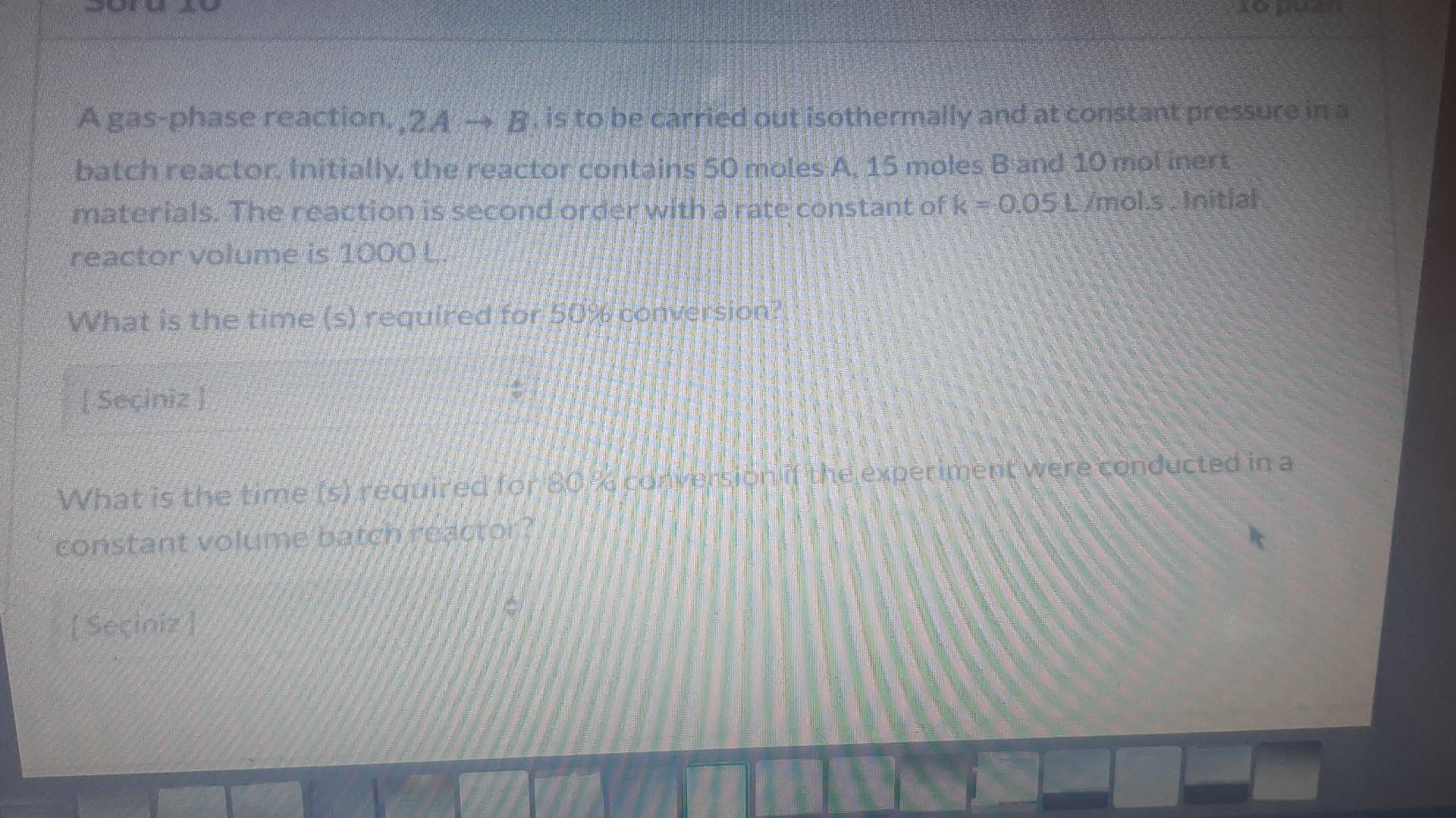 Solved A Gas-phase Reaction. 2A→B. Is To Be Carried Out | Chegg.com