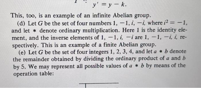 Solved 30.4. Construct the operation table for Example (d) | Chegg.com