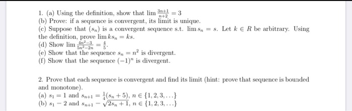 Solved 1. (a) Using the definition, show that lim + = 3 (b) | Chegg.com