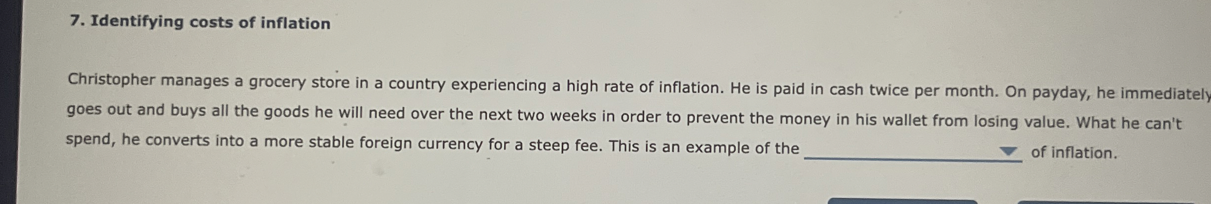 Solved Identifying costs of inflationChristopher manages a | Chegg.com