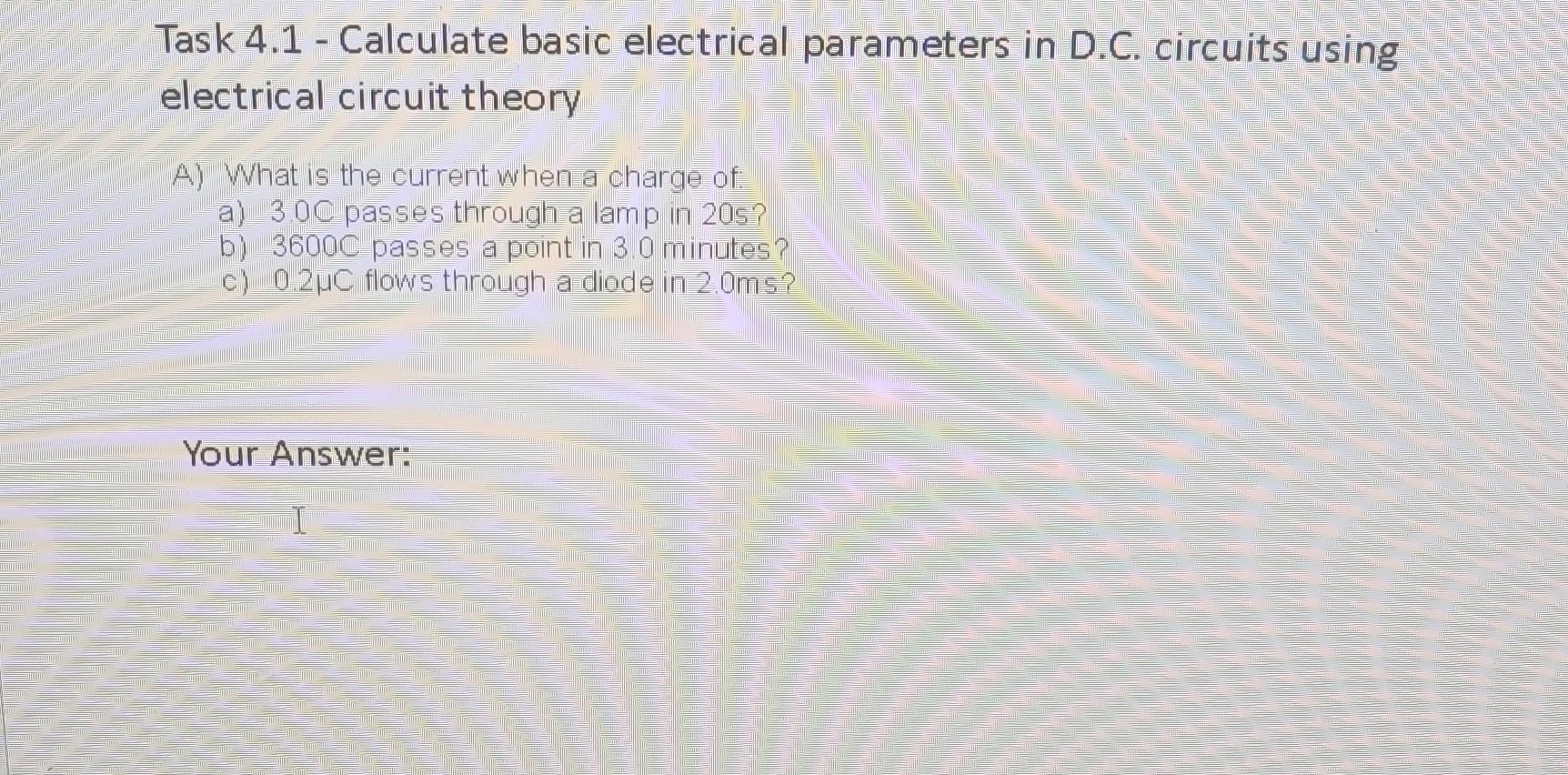 Solved Task 4.1 Calculate basic electrical parameters in