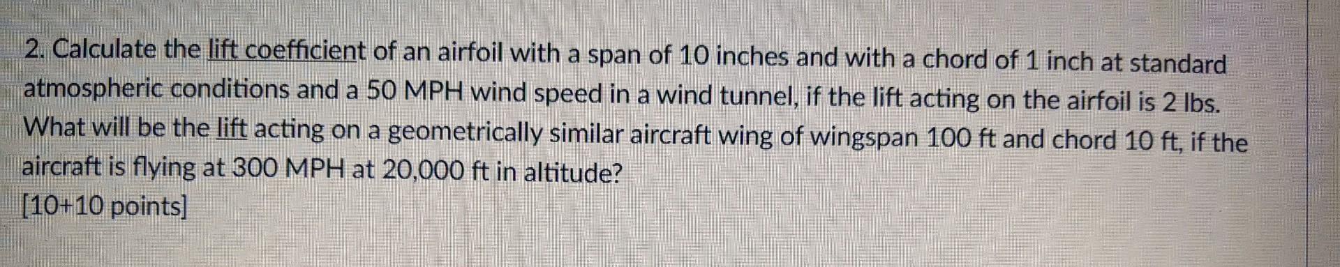 Solved 2. Calculate the lift coefficient of an airfoil with | Chegg.com