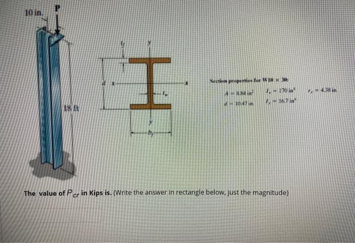 Solved The W10 X 30 structural A992 steel column is fixed at | Chegg.com