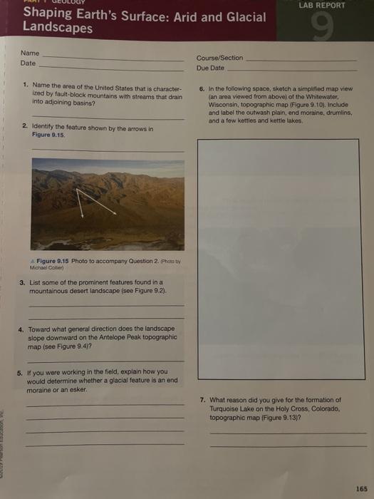 Solved LAB REPORT Shaping Earth's Surface: Arid and Glacial | Chegg.com