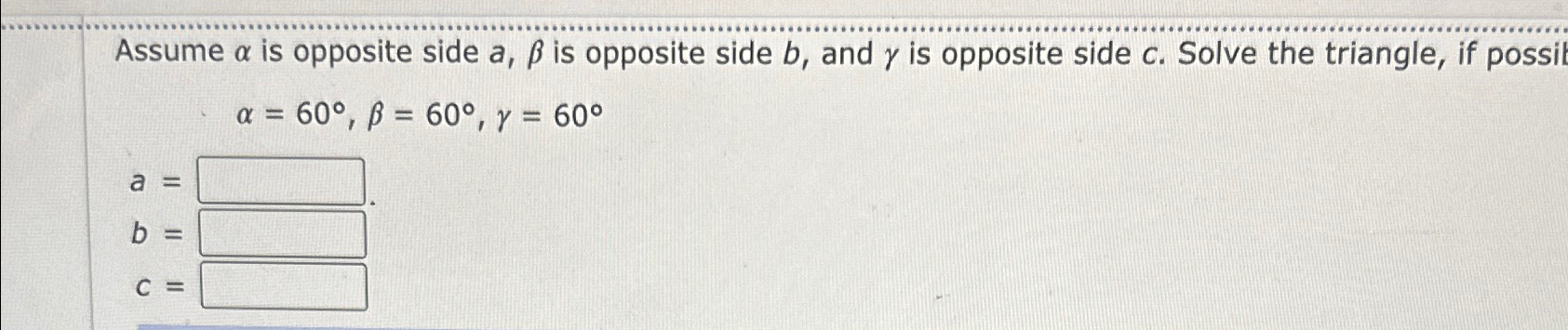 Solved Assume α ﻿is opposite side a,β ﻿is opposite side b, | Chegg.com