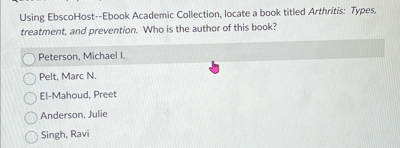 Solved Using EbscoHostEbook Academic Collection, locate a