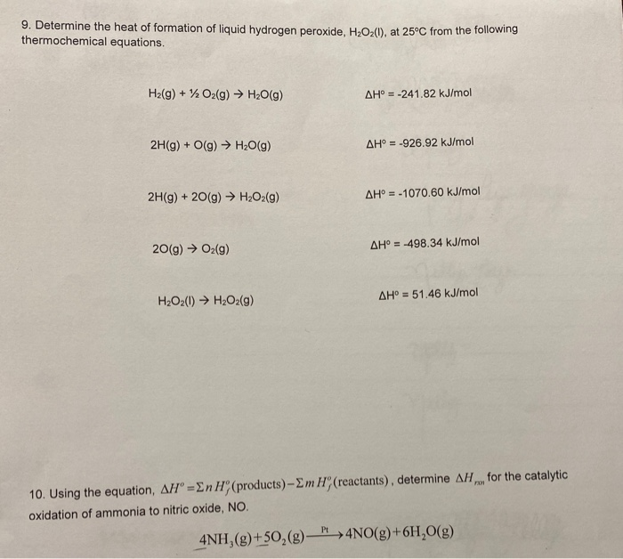 Solved 9. Determine the heat of formation of liquid hydrogen