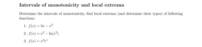 monotonicity and extrema of functions