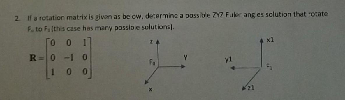 Solved Z 2. If a rotation matrix is given as below, | Chegg.com