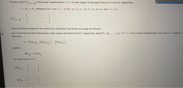 Solved Find the matrix [TCC of the linear tronsformation | Chegg.com