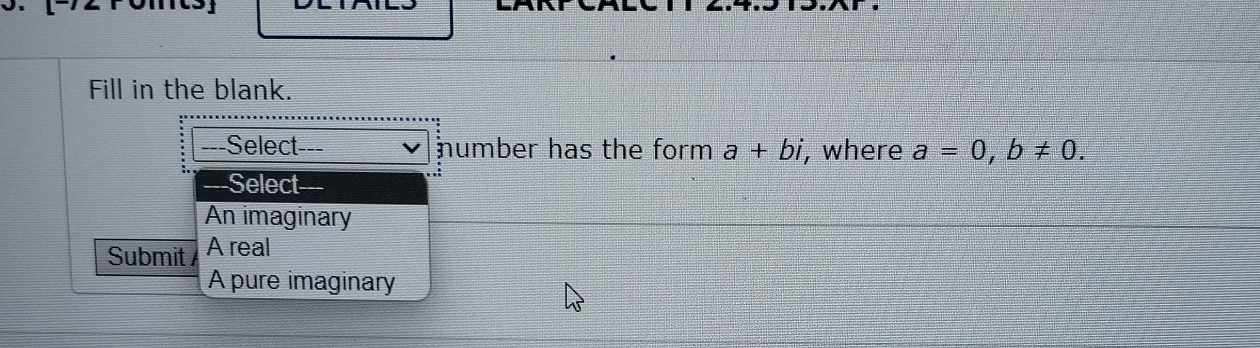 Solved Fill in the blank.--Select-- v ﻿number has the form | Chegg.com