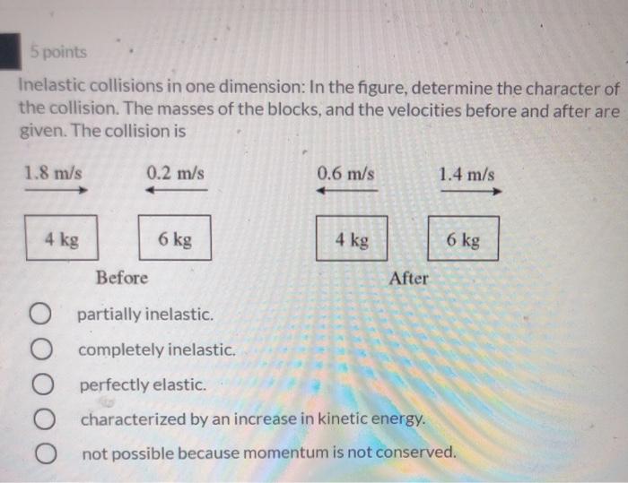 Solved 5 points Inelastic collisions in one dimension: In | Chegg.com