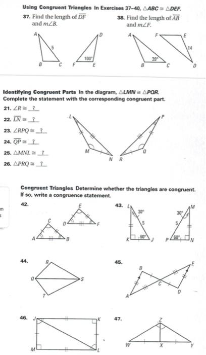 Solved Using Congruent Triangles In Exercises 37-40, ABCDEF. | Chegg.com