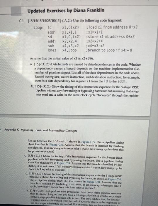Solved Loop: Id addi sd addi sub bnez | Chegg.com