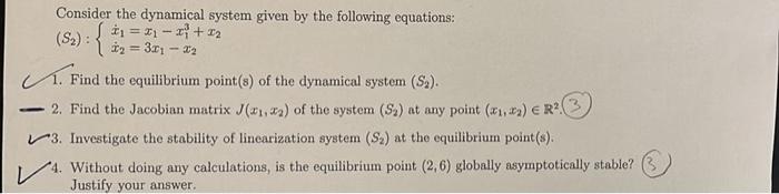 Solved Consider The Dynamical System Given By The Following | Chegg.com