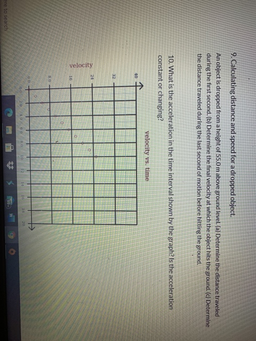 Solved 9. Calculating distance and speed for a dropped | Chegg.com