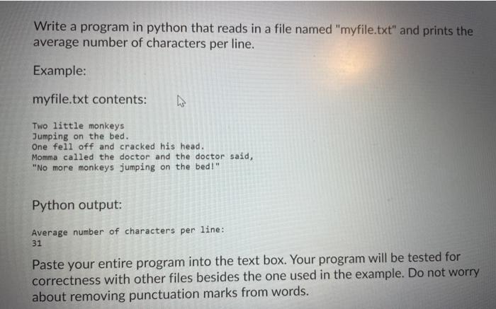 Solved Write a program in python that reads in a file named | Chegg.com