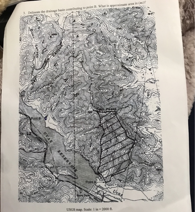 3. Delineate the drainage basin contributing to point