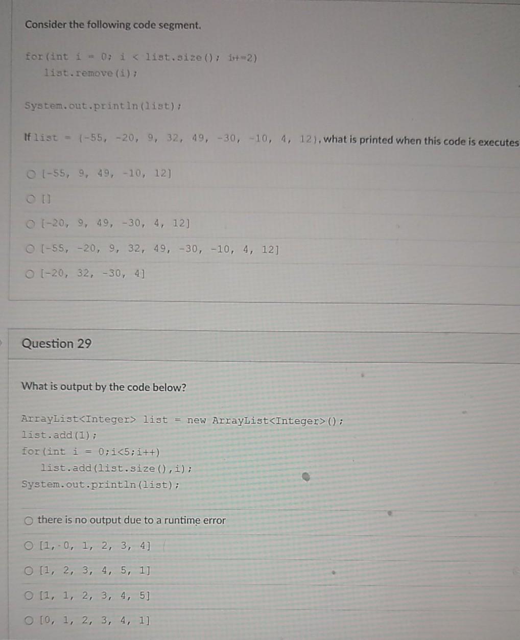 Solved Consider the following code segment. for (int i = 0; | Chegg.com