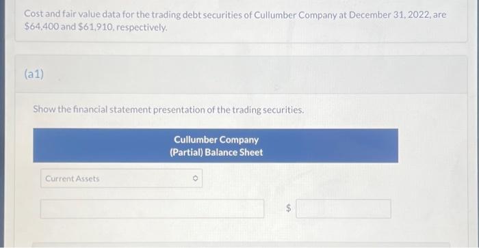 Solved Cost and fair value data for the trading debt | Chegg.com