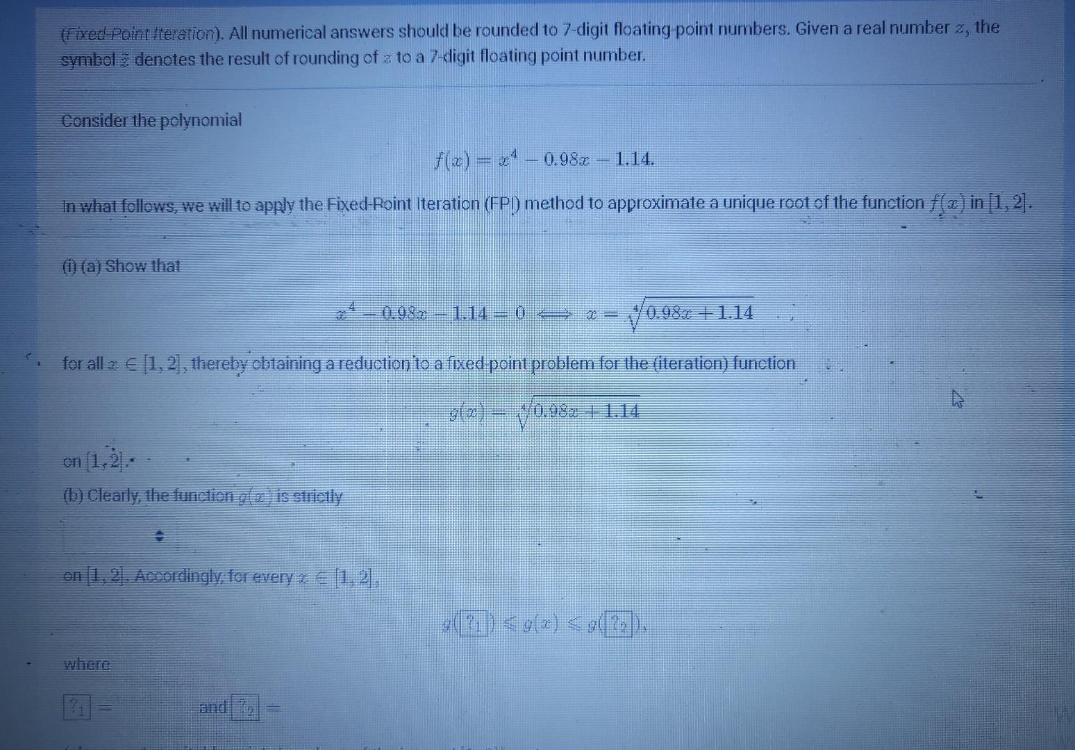 Solved (fixed-point feration). All numerical answers should | Chegg.com