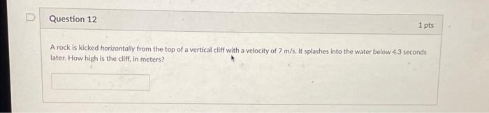 Solved A rock is kicked horizontally from the top of a | Chegg.com