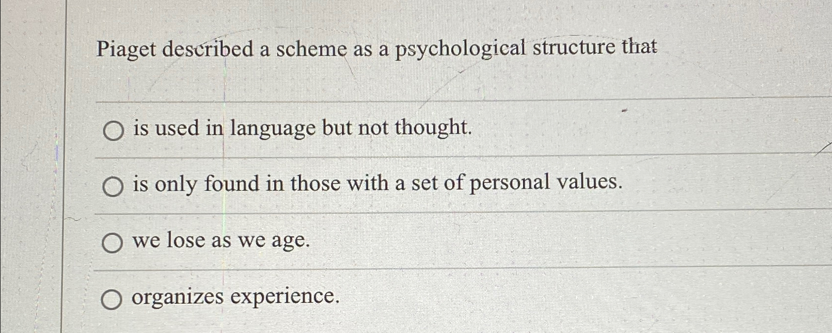 Solved Piaget described a scheme as a psychological Chegg