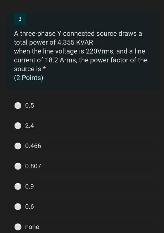 Solved 3 A three-phase Y connected source draws a total | Chegg.com