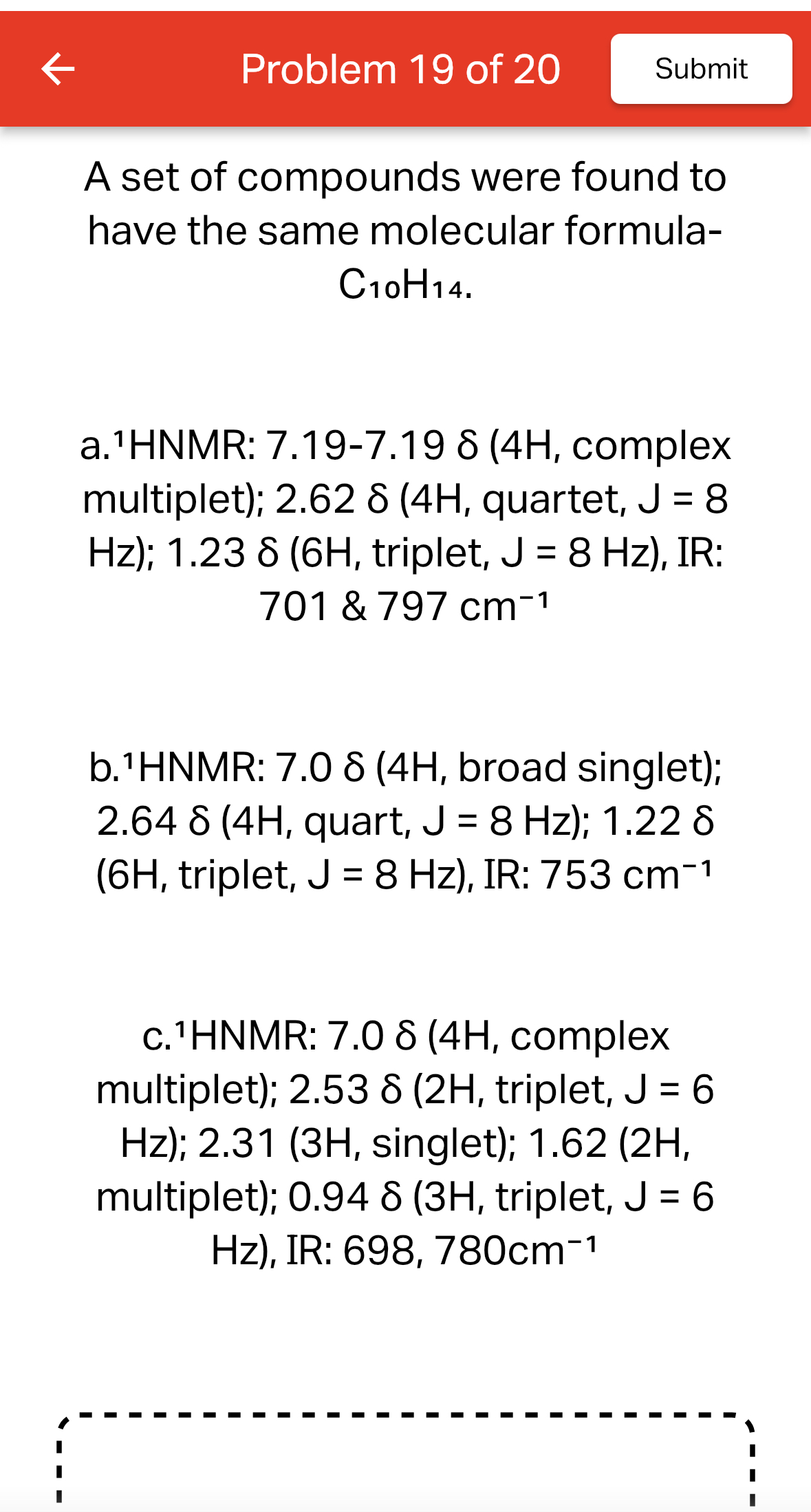 Solved Problem 19 ﻿of 20A set of compounds were found to | Chegg.com