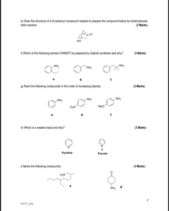 Solved e) Draw the structure of a di-carbonyl compound | Chegg.com