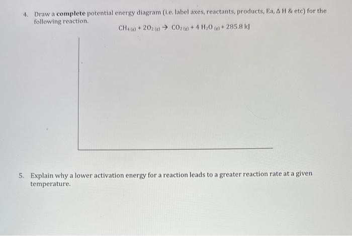 Solved 4. Draw a complete potential energy diagram (i.e. | Chegg.com