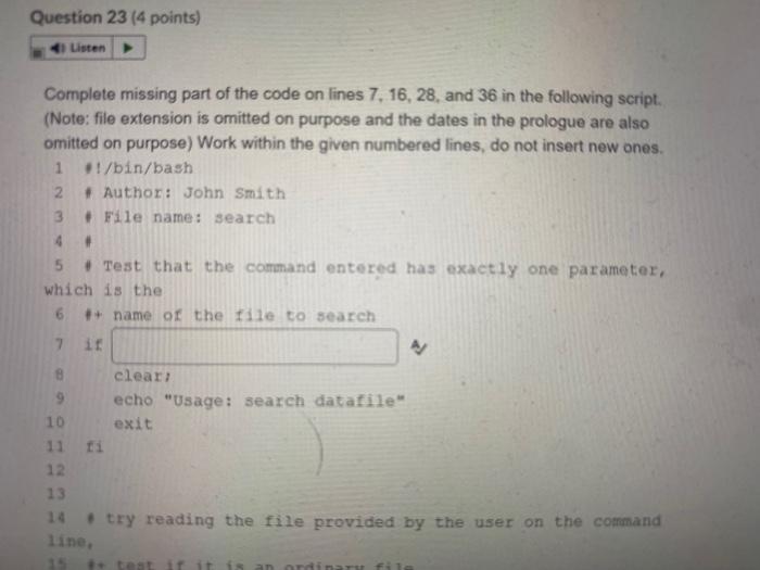 Solved Question 23 (4 points) Listen Complete missing part | Chegg.com