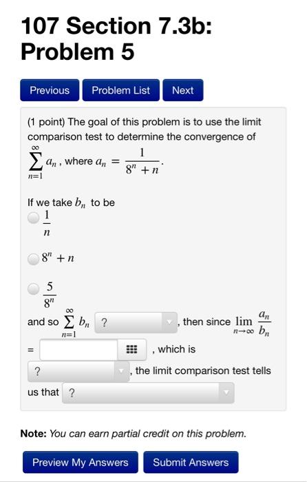 Solved 107 Section 7.3b: Problem 5 Previous Problem List | Chegg.com