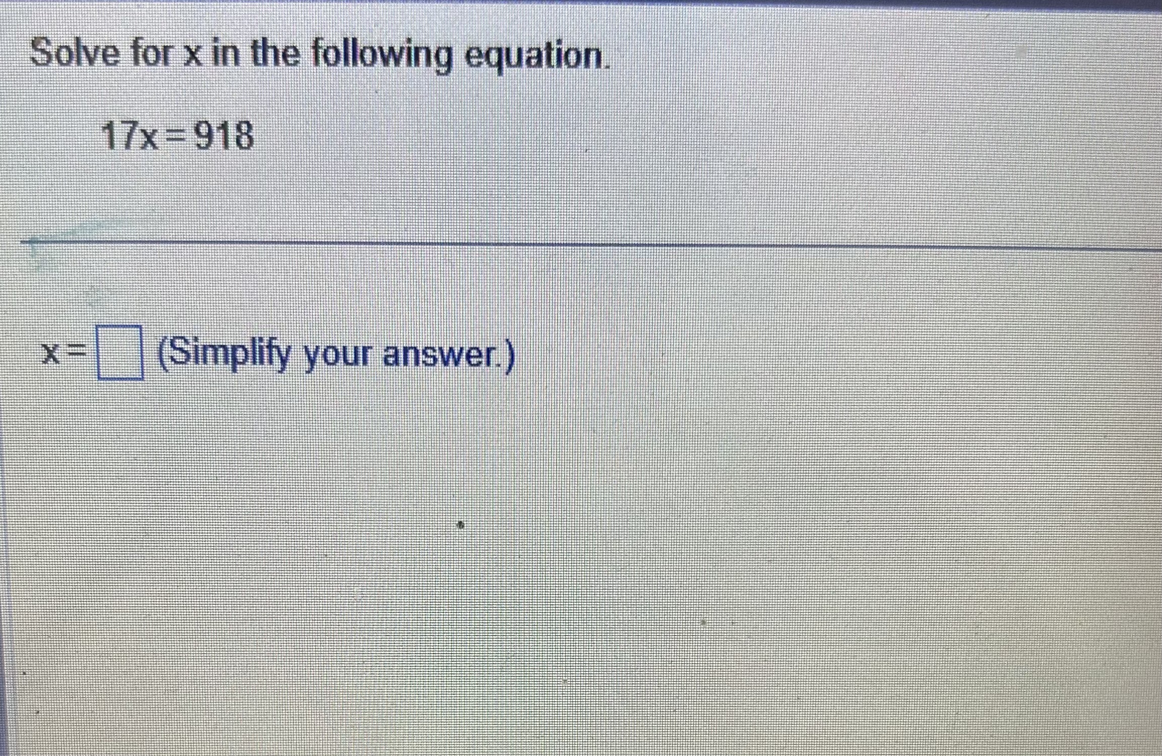 Solved Solve for x ﻿in the following | Chegg.com