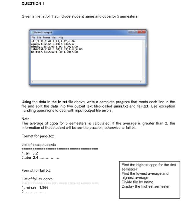 Solved Question in Java Programming . Please help me write | Chegg.com