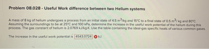 Solved Problem 08.028 - Useful Work difference between two | Chegg.com