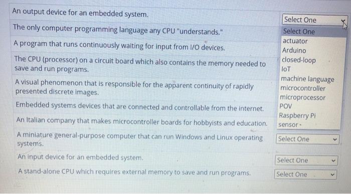Solved An output device for an embedded system. The only | Chegg.com