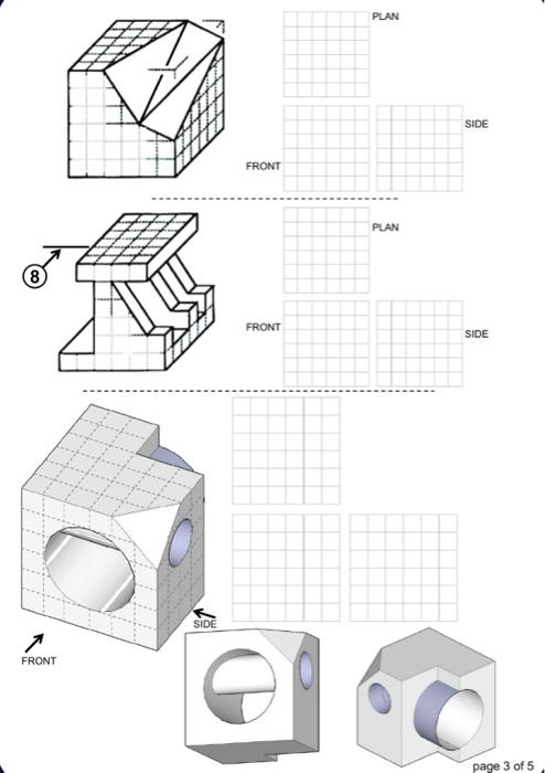 Solved Draw the sectioned views 1−8 in the direction shown. | Chegg.com