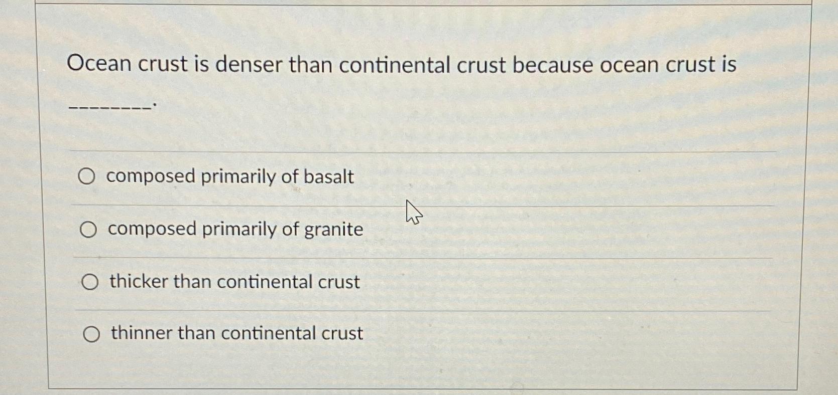 the continental crust is made up mostly of basalt